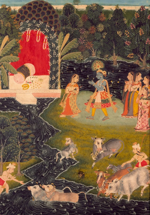 Krishna's Divine Play on the Banks of the Yamuna