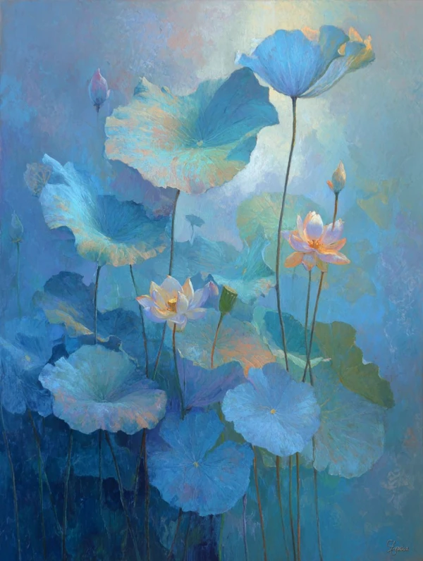 Azure Serenity: A Lotus Dream