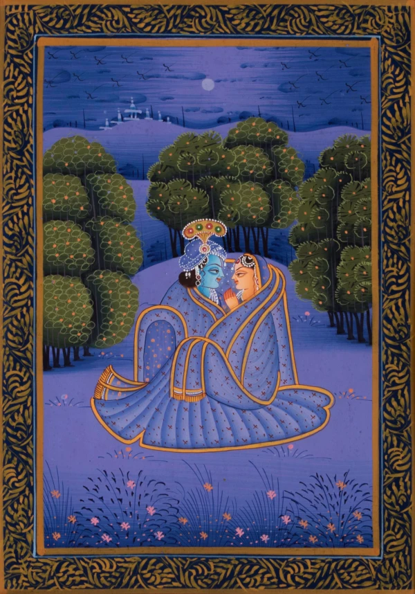 Radha and Krishna in a Moonlit Grove