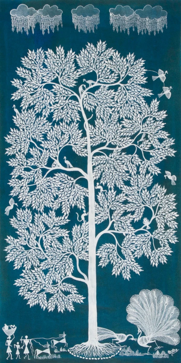 Warli Tree of Life: Monsoon's Embrace