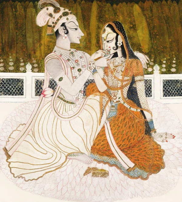 Radha and Krishna in a Lotus Bower