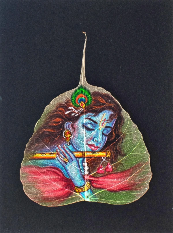 Krishna's Serenade on a Bodhi Leaf